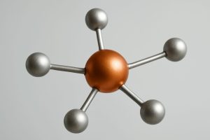 3D model of a copper-containing peptide structure representing GHK-Cu